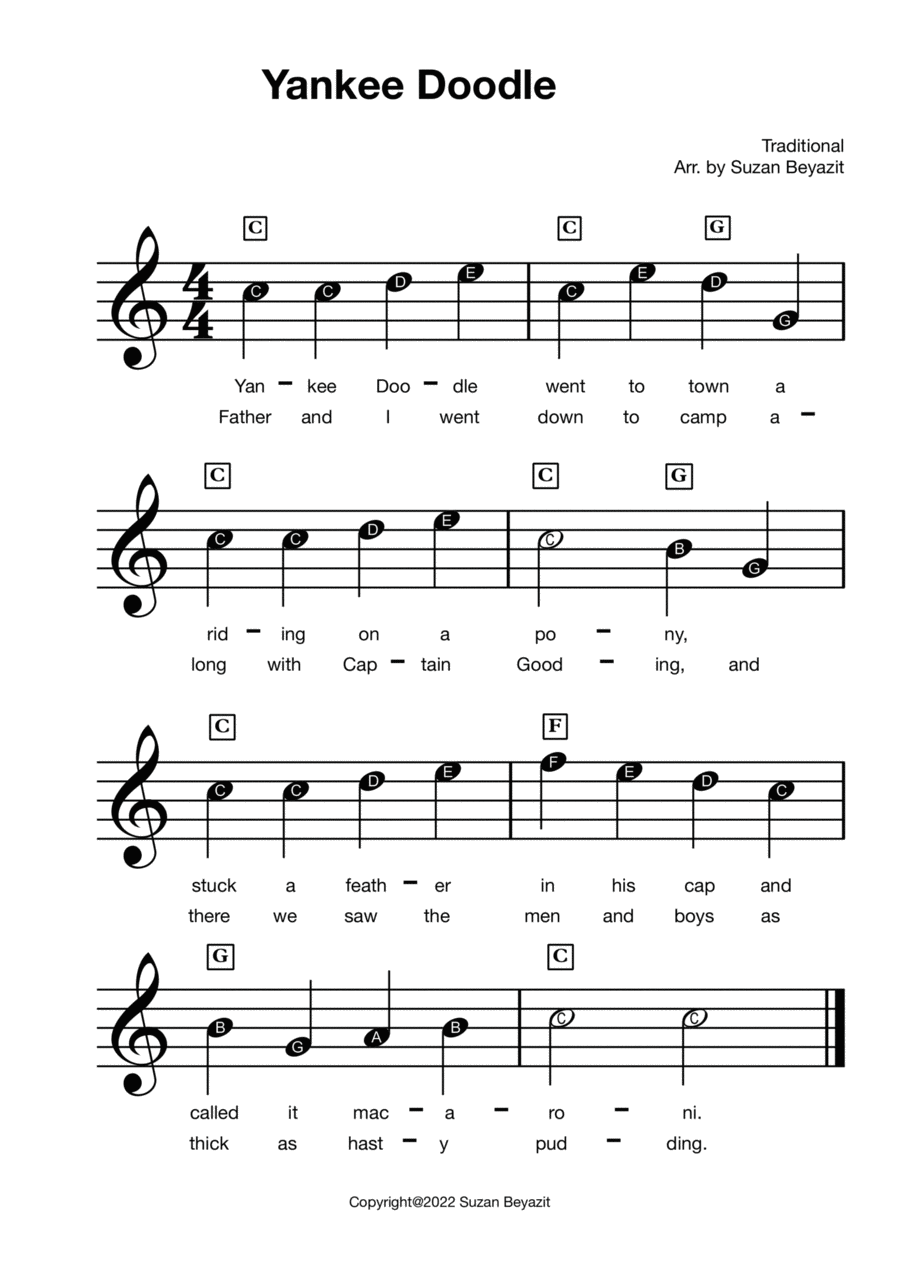Yankee Doodle Easy Piano scores gallery preview page 1
