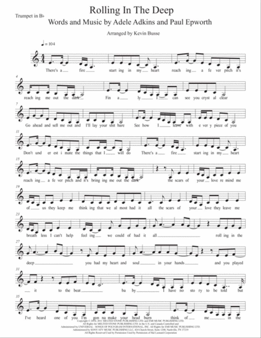 Rolling In The Deep Trumpet Solo scores gallery preview page 1