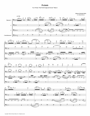 Prelude 19 from Well-Tempered Clavier, Book 1 (Bassoon Quartet)