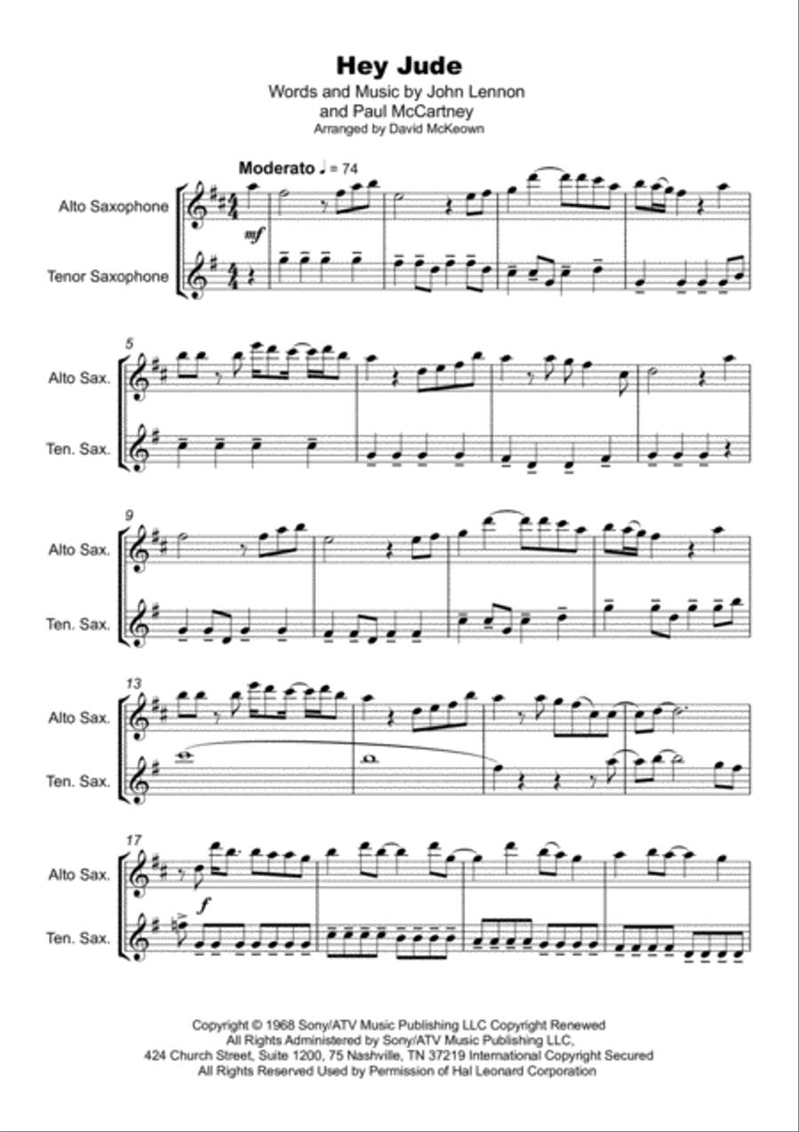 Hey Jude Woodwind Duet scores gallery preview page 2