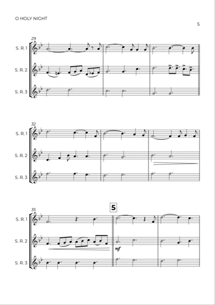 O Holy Night Soprano Recorder scores gallery preview page 5