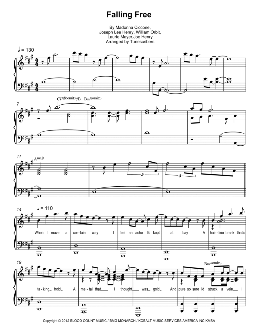 Falling Free Piano Solo scores gallery preview page 1