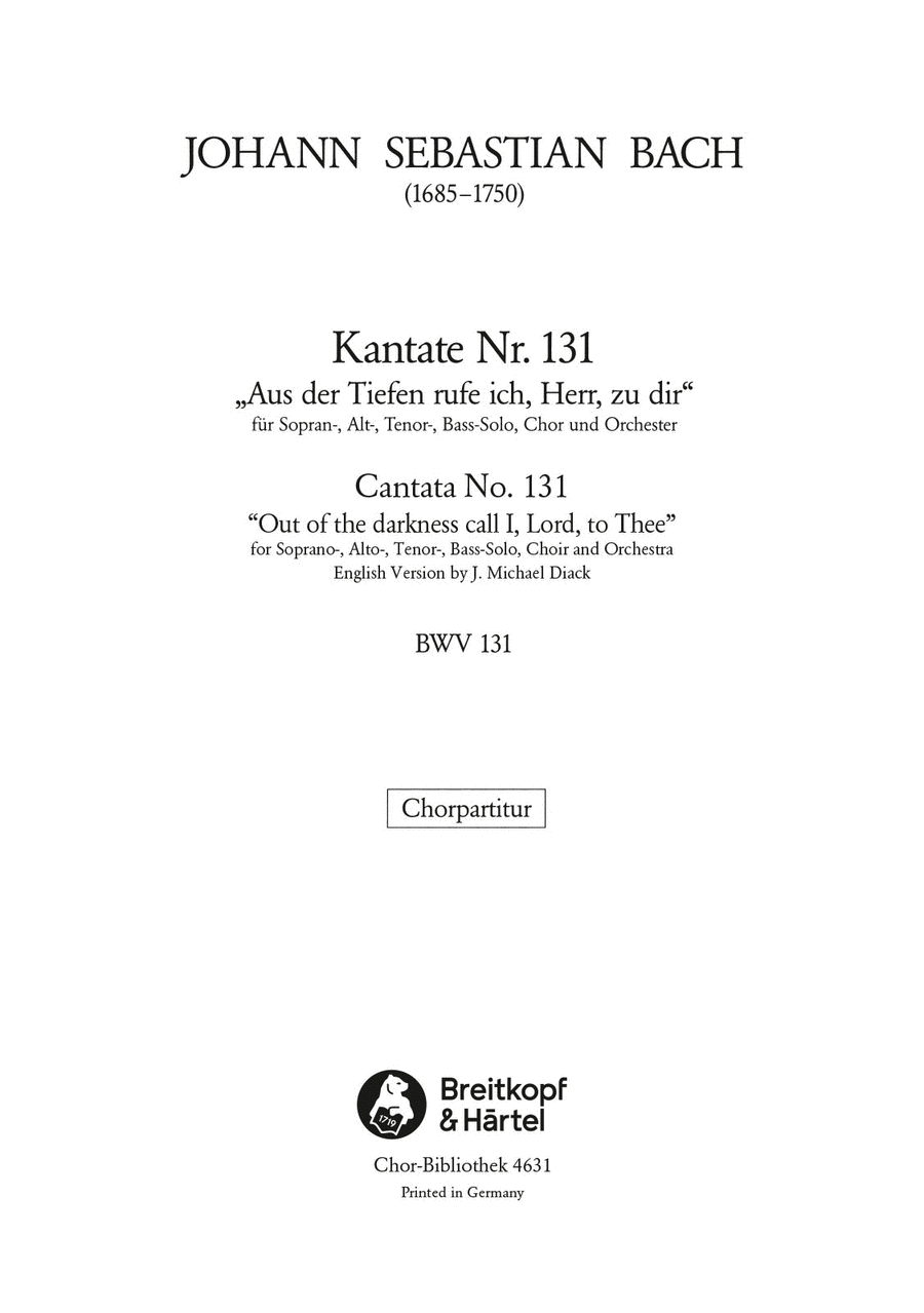 Cantata BWV 131 "Out of darkness call I, Lord, to Thee"