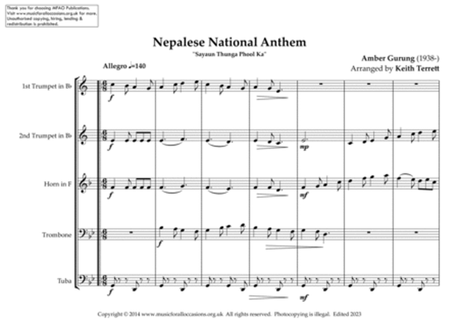 Nepalese National Anthem for Brass Quintet image number null