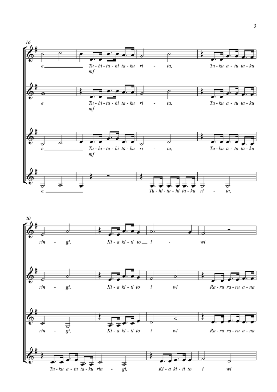Pokarekare Ana - A Traditional Maori Love song - (ssaa, acapella) SSAA scores gallery preview page 3