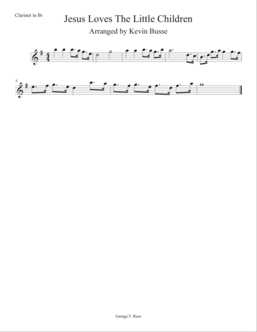 Jesus Loves The Little Children - Clarinet Clarinet Solo scores gallery preview page 1
