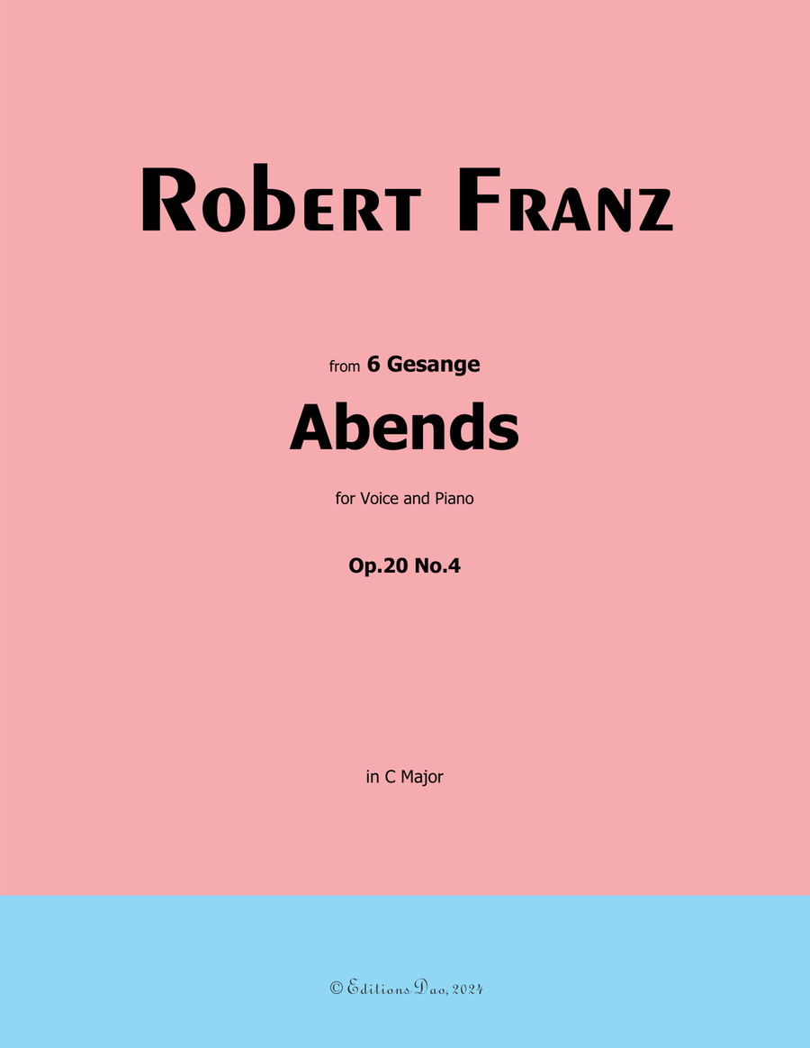 Abends, by Robert Franz, in C Major Voice scores gallery preview page 1