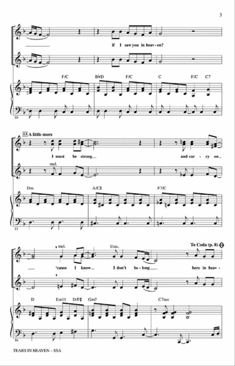 Tears in Heaven SSA scores gallery preview page 3