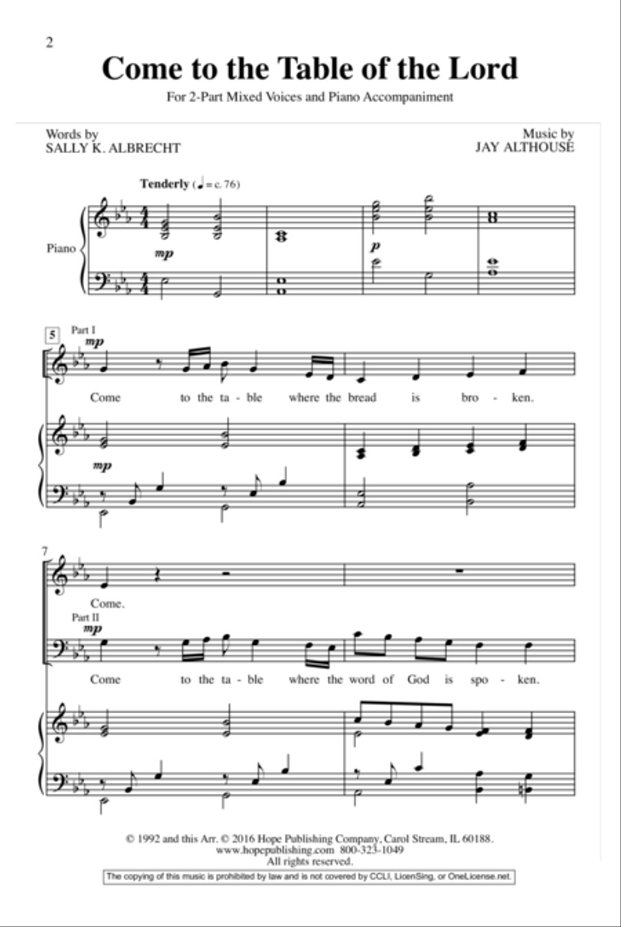 Come to the Table of the Lord 2-Part scores gallery preview page 2