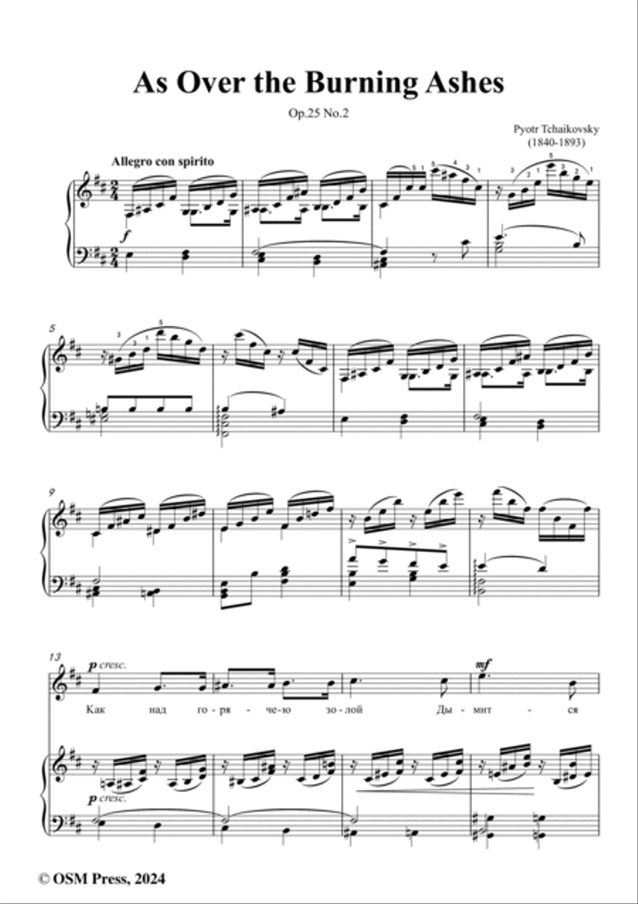 Tchaikovsky-As Over the Burning Ashes,in b minor,Op.25 No.2 Voice scores gallery preview page 2