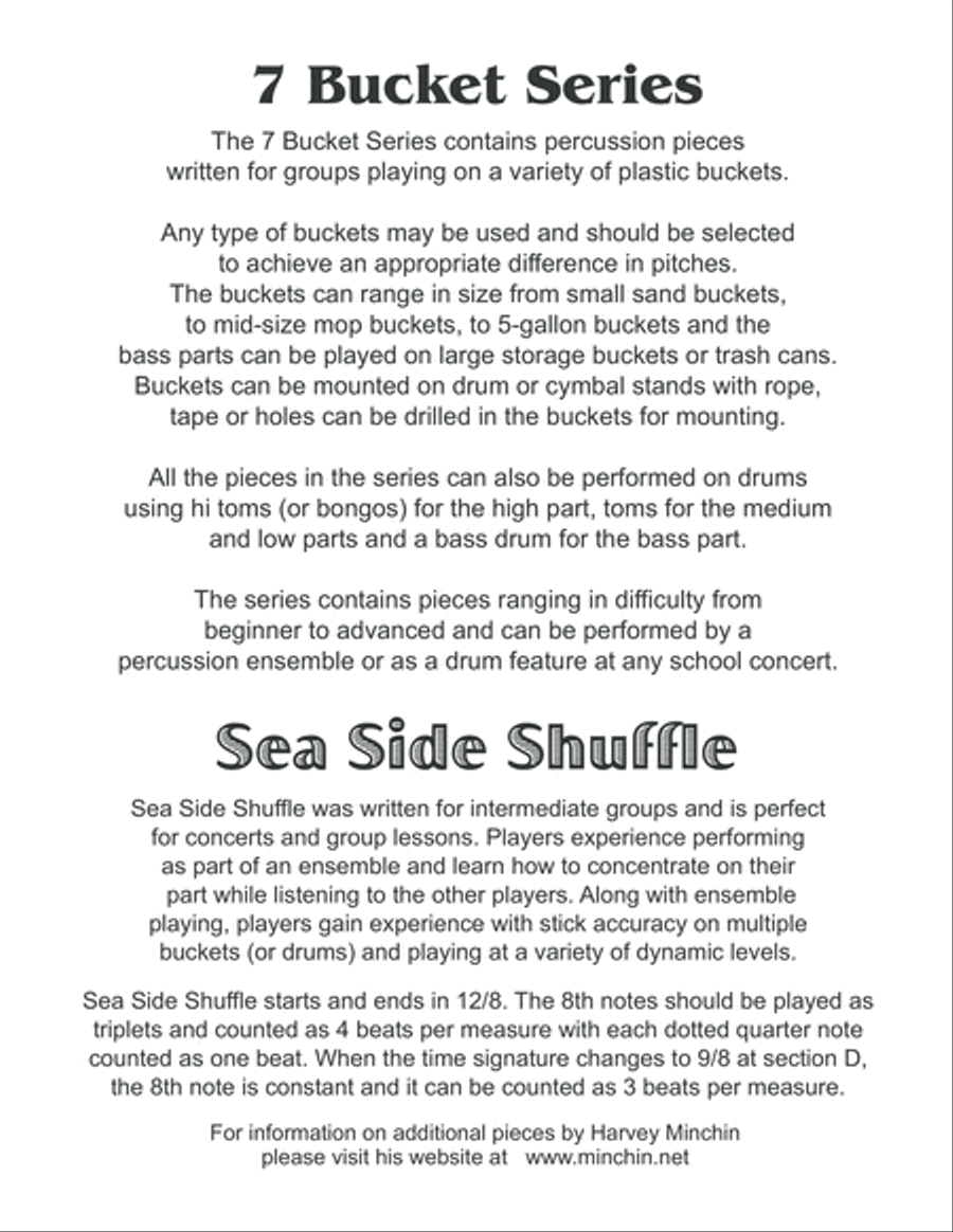 7 Bucket Series - Sea Side Shuffle Percussion Ensemble scores gallery preview page 2