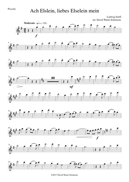 Ach Elslein, liebes Elselein mein for flute quartet (piccolo, 2 C flutes, alto flute) image number null