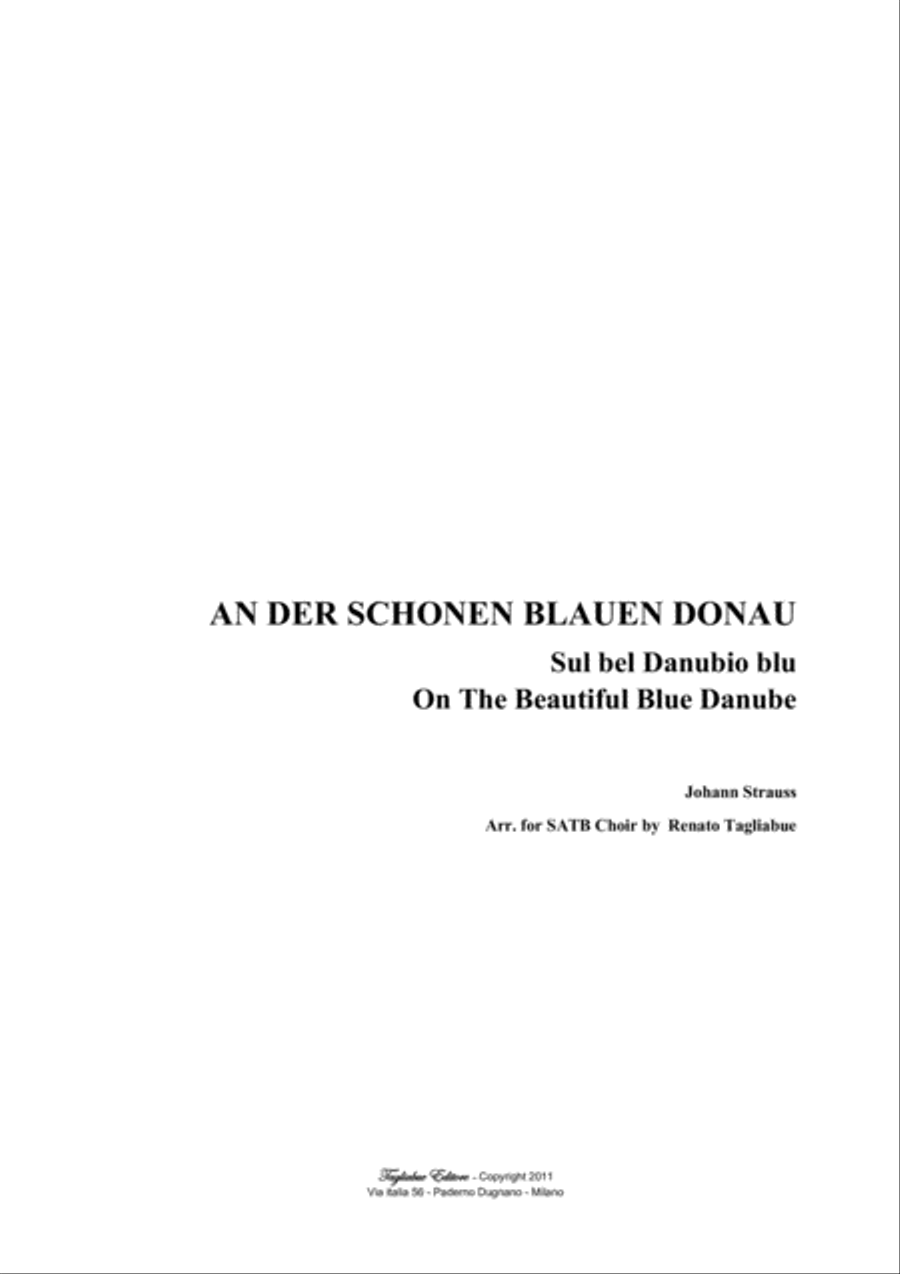 An der schönen blauen Donau - Arr. for SATB Choir 4-Part scores gallery preview page 1