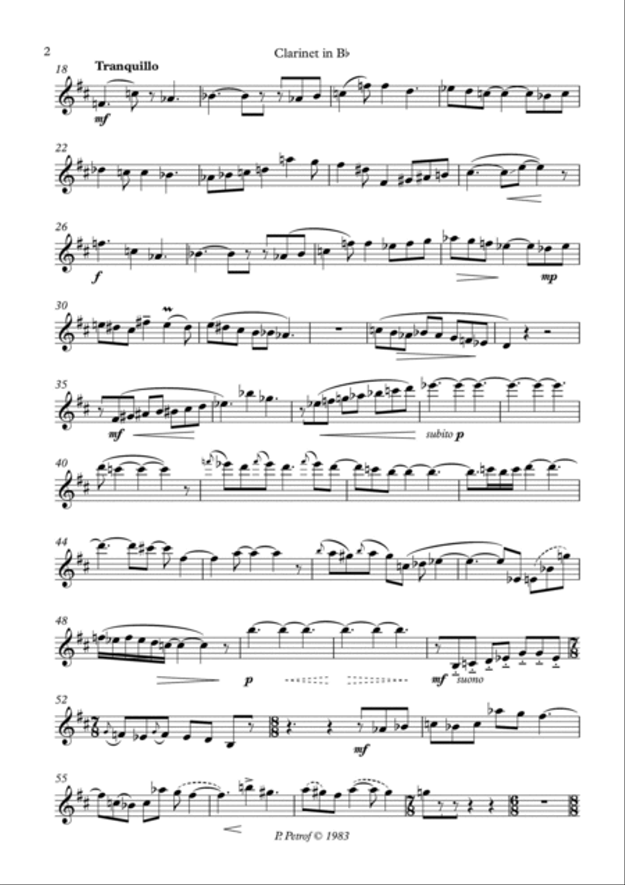 SONATINA for Clarinet and Piano Clarinet Solo scores gallery preview page 2