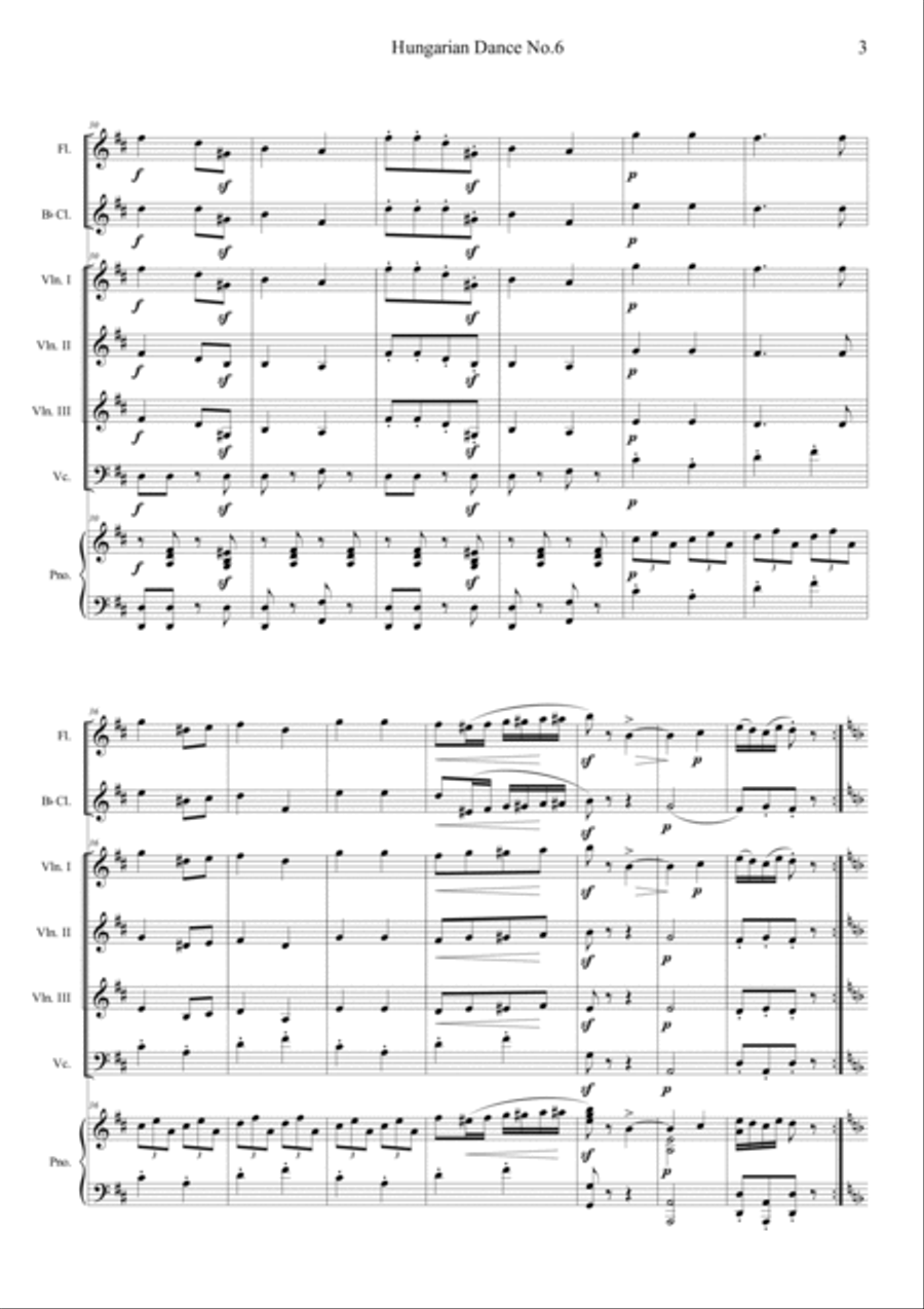 Hungarian Dances No.6 Orchestra scores gallery preview page 3
