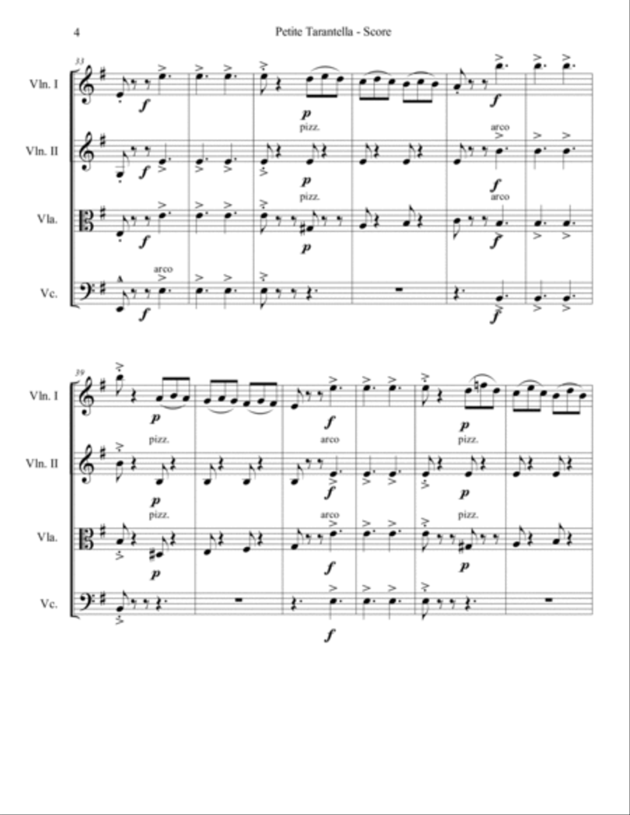 Petite Tarantella Petite Tarantella String Quartet scores gallery preview page 4
