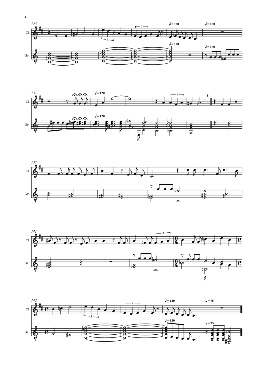 The Bringers of Beethoven for clarinet and guitar by David Warin Solomons Clarinet - Digital Sheet Music page 4