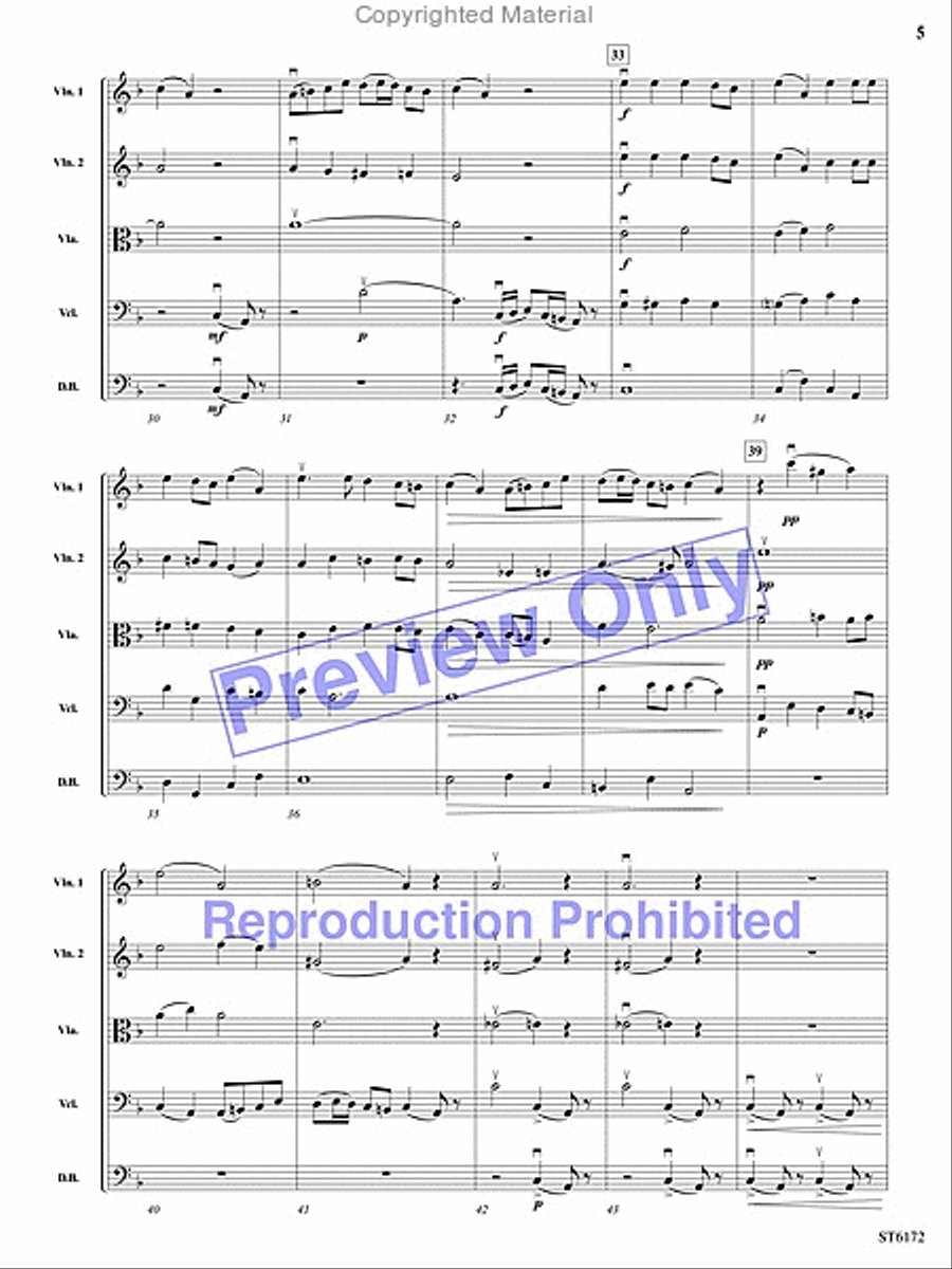 Allegro Moderato from Quintet, Opus 5 String Orchestra scores gallery preview page 4