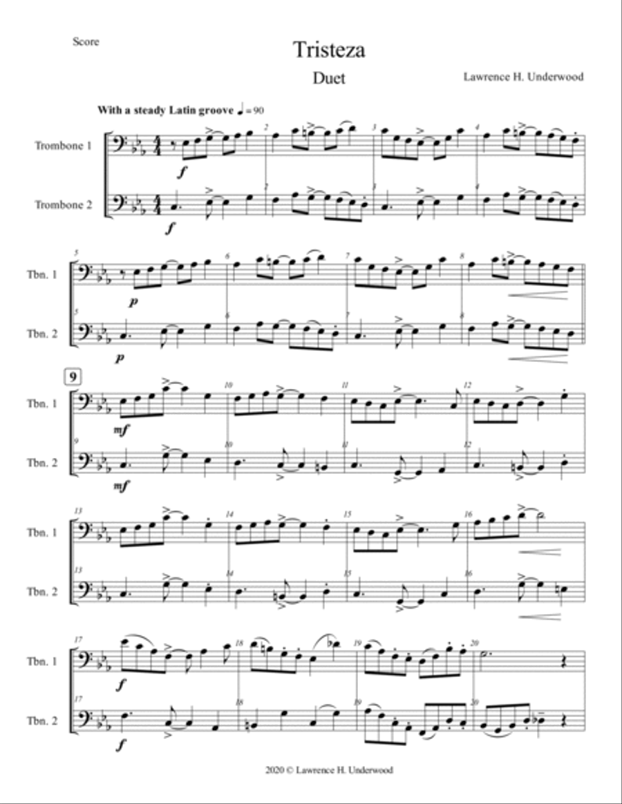 Tristeza Trombone Duet scores gallery preview page 2