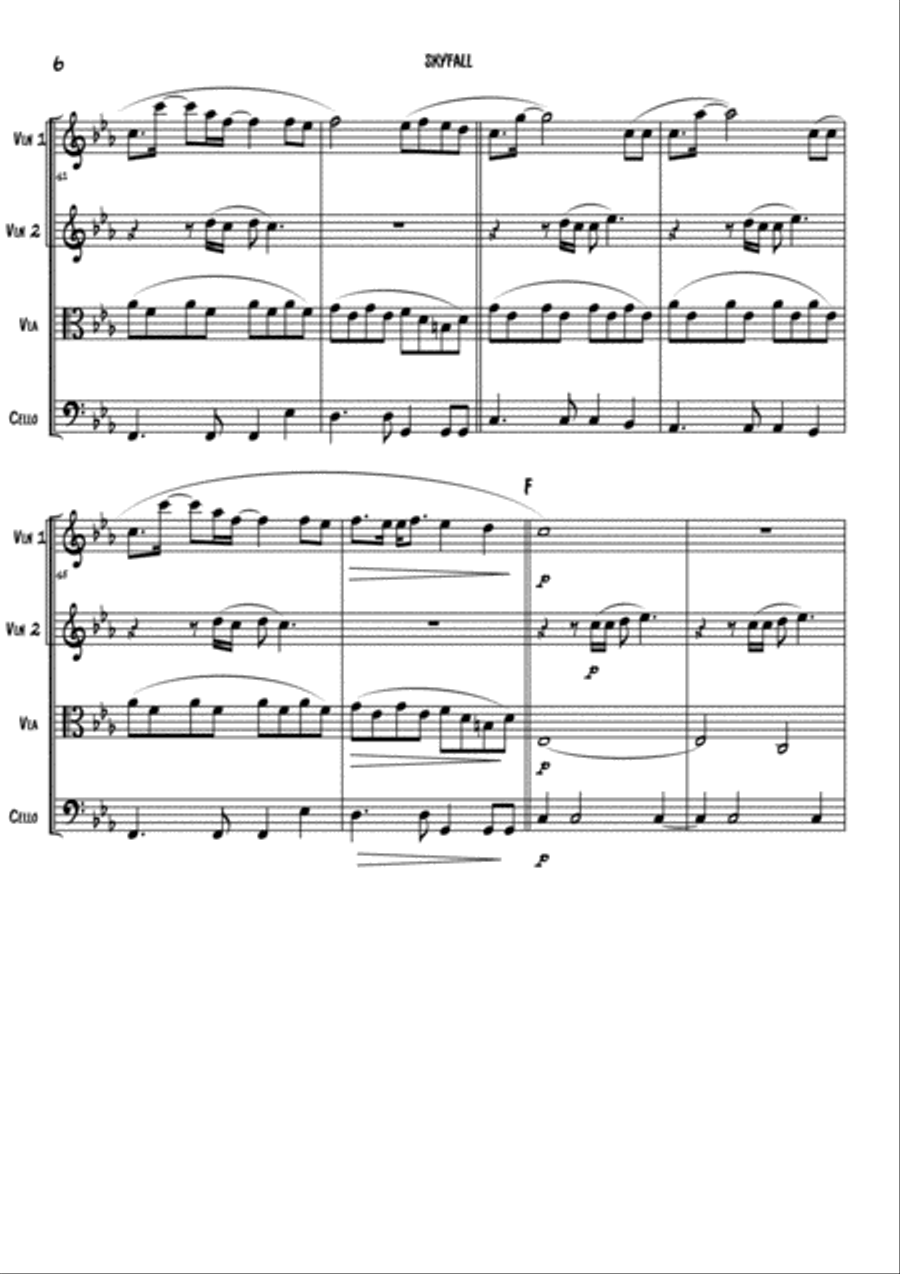 Skyfall Skyfall String Quartet scores gallery preview page 6