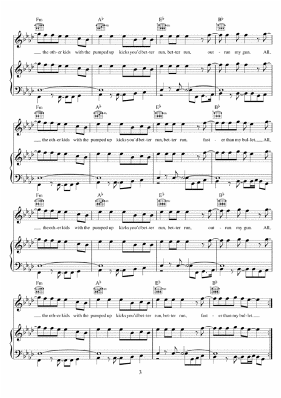 Pumped Up Kicks - Piano, Vocal, Guitar - Digital Sheet Music | Sheet ...