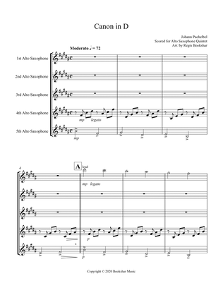Canon in D (Pachelbel) (D) (Alto Saxophone Quintet)