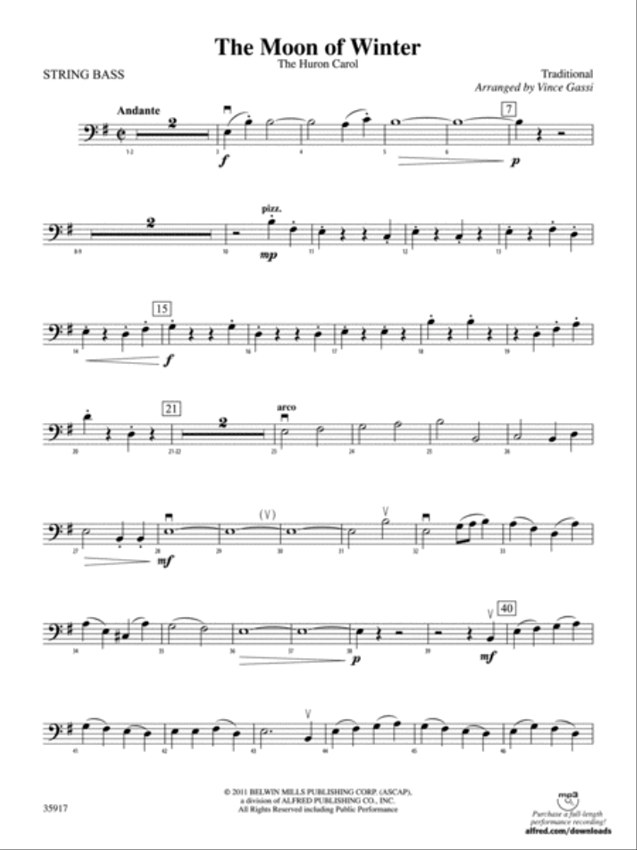 The Moon of Winter: String Bass String Orchestra scores gallery preview page 1