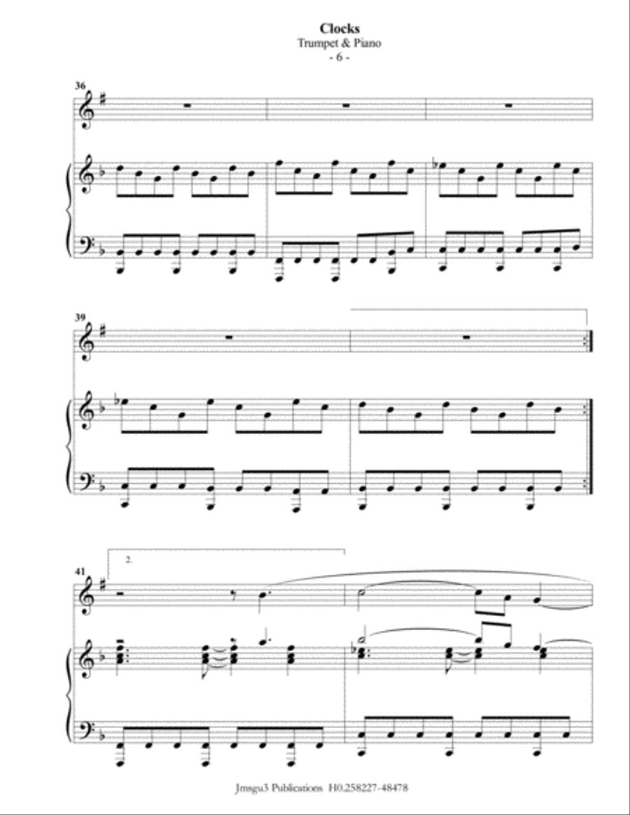 Clocks B-Flat Trumpet scores gallery preview page 6