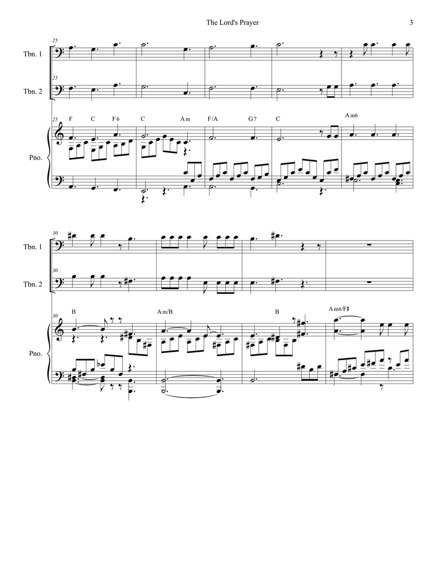 The Lord's Prayer Trombone Duet scores gallery preview page 3