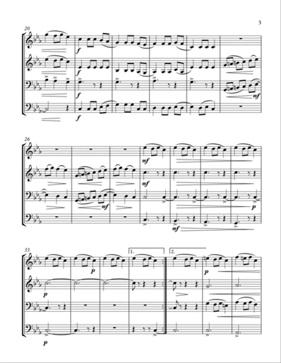UKRAINIAN BELL CAROL - Carol of the Bells, Brass Quartet, Intermediate Level Brass Quartet scores gallery preview page 5