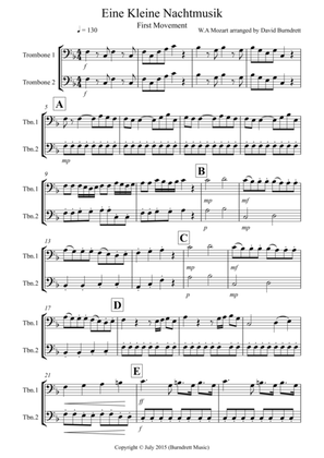 Eine Kleine Nachtmusik (1st movement) for Trombone Duet
