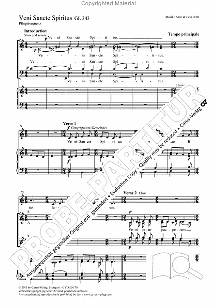 Veni Sancte Spiritus (Come now, holy Spirit) 4-Part scores gallery preview page 2