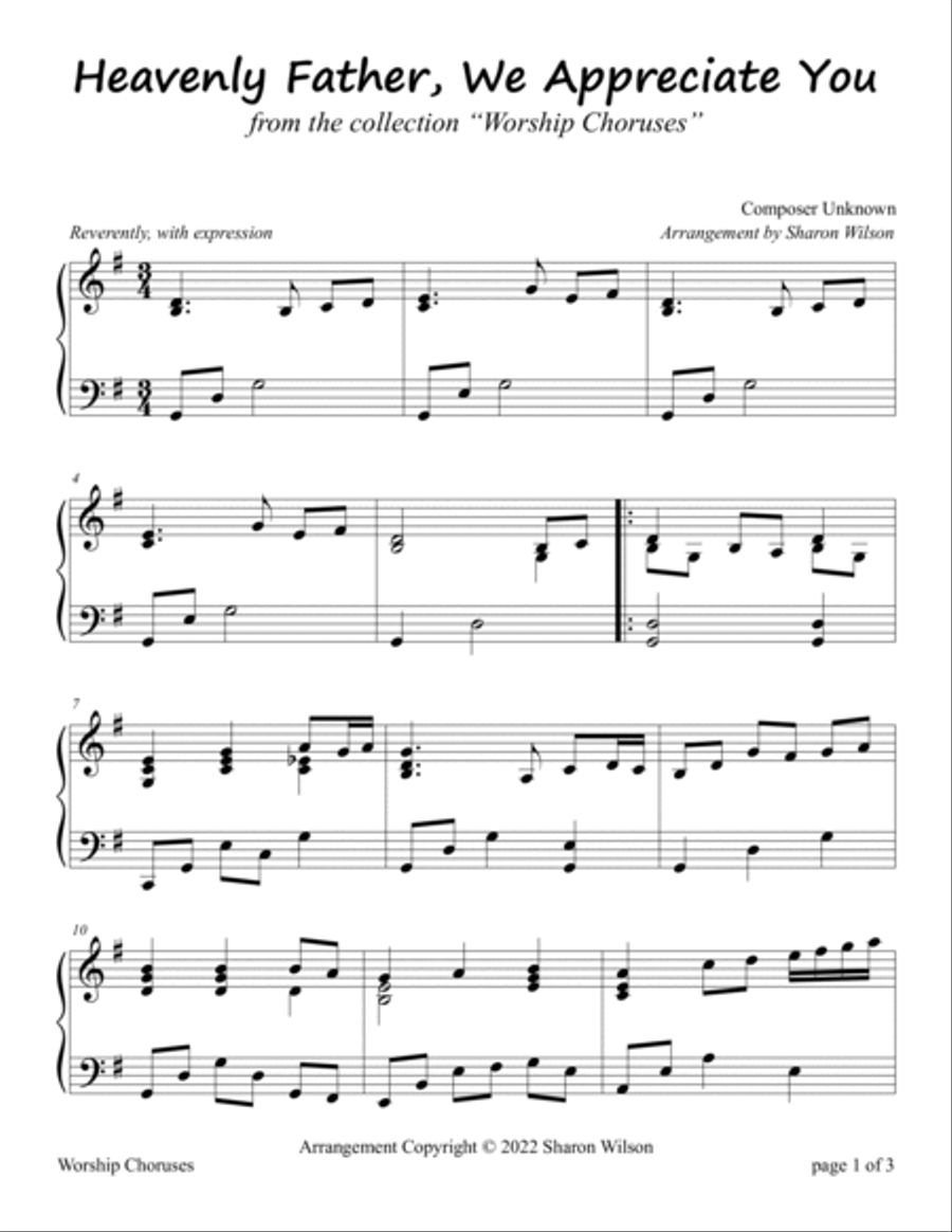 Heavenly Father, We Appreciate You Piano Solo scores gallery preview page 2