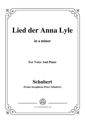 Schubert-Lied der Anna Lyle,Op.85 No.1,in a minor,for Voice&Piano