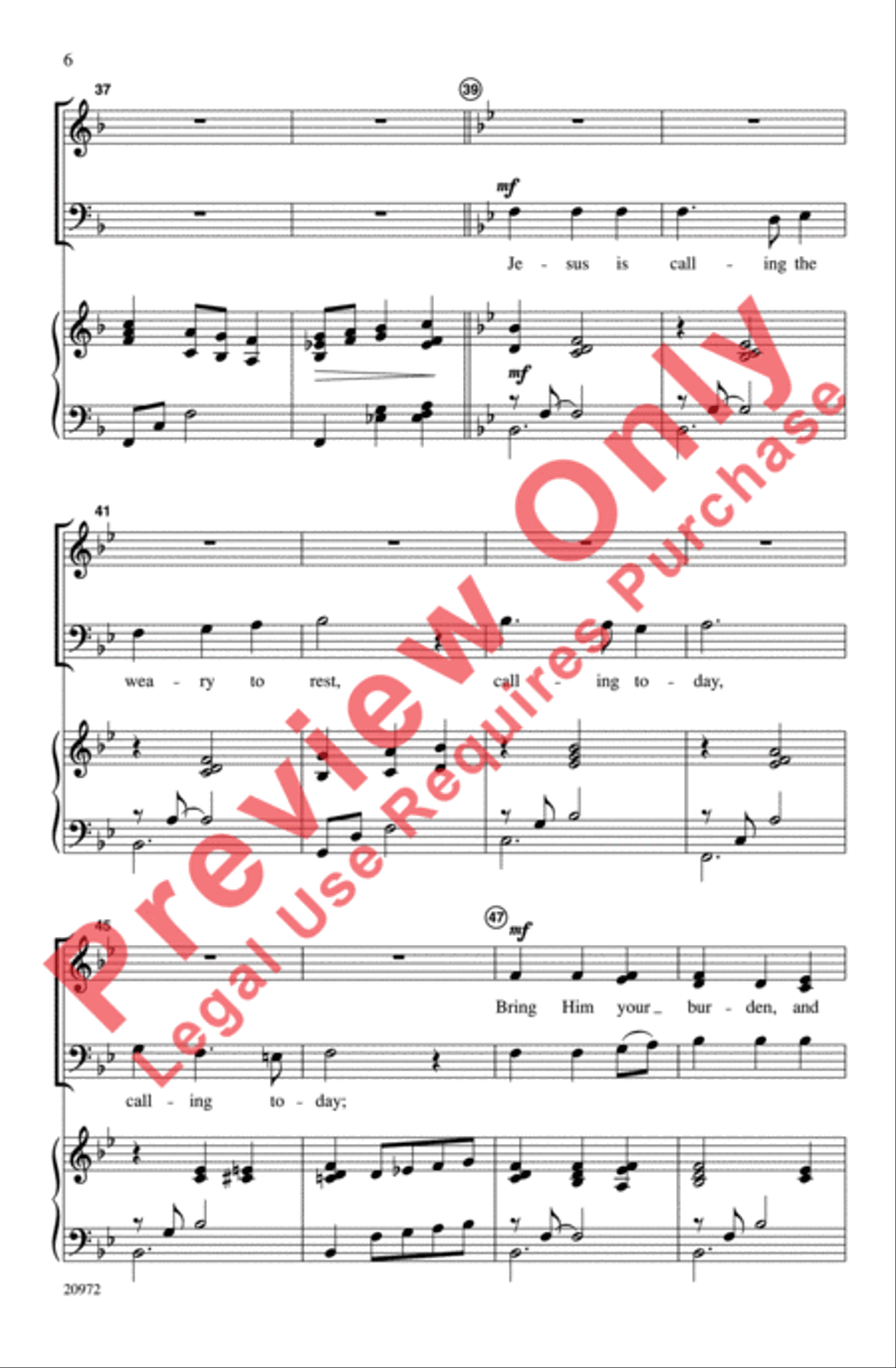 Softly and Tenderly Calling 4-Part scores gallery preview page 6