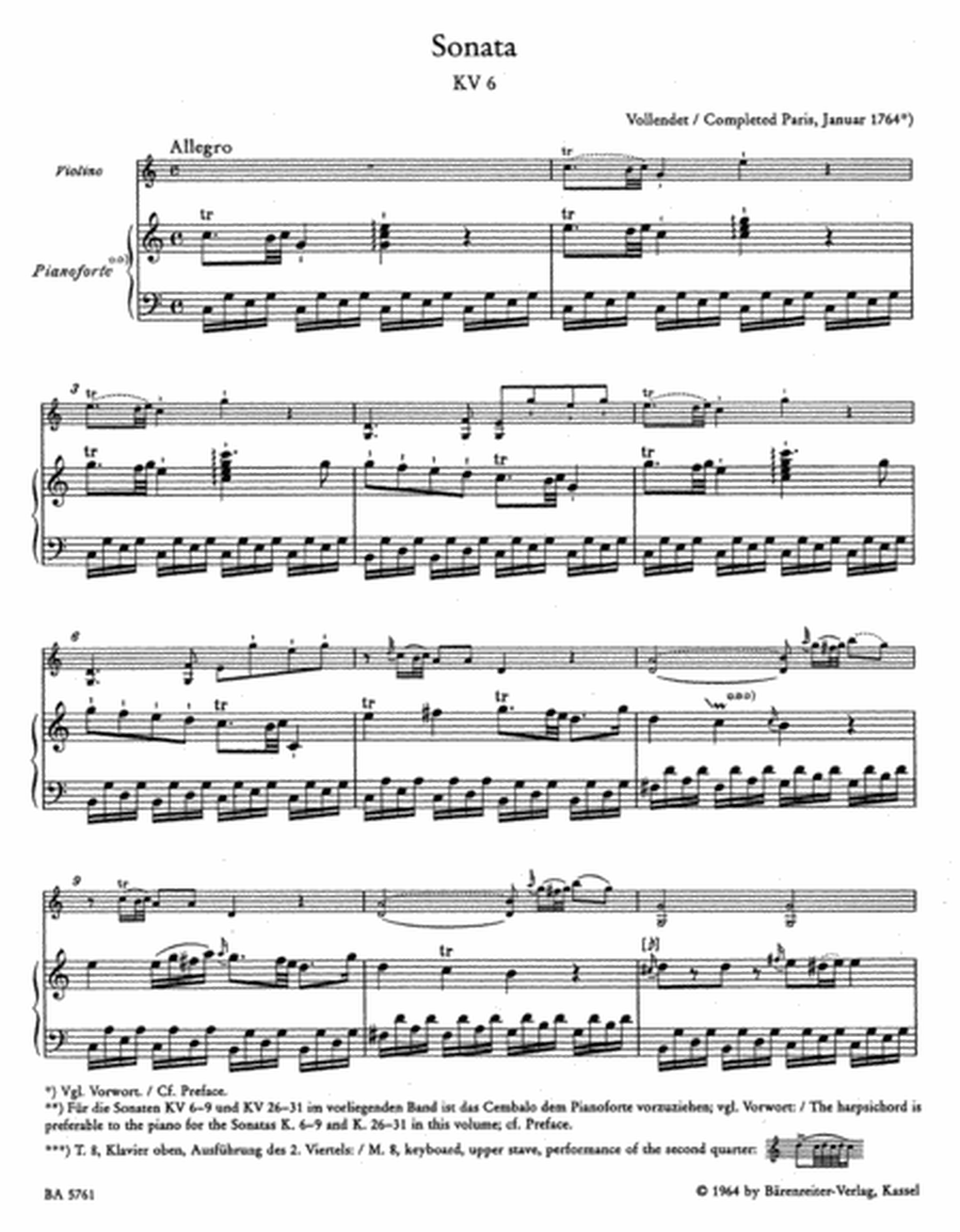 Samtliche Werke fur Klavier und Violine, Band 1