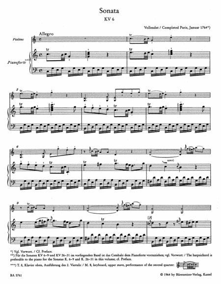 Samtliche Werke fur Klavier und Violine, Band 1