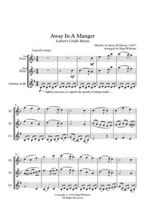Book cover for Away In A Manger, for Two Flutes and Clarinet in Bb