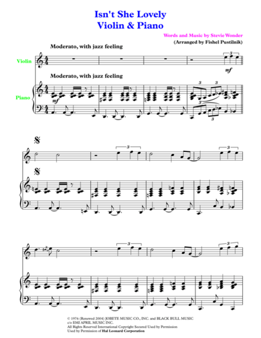 Isn't She Lovely Small Ensemble scores gallery preview page 2
