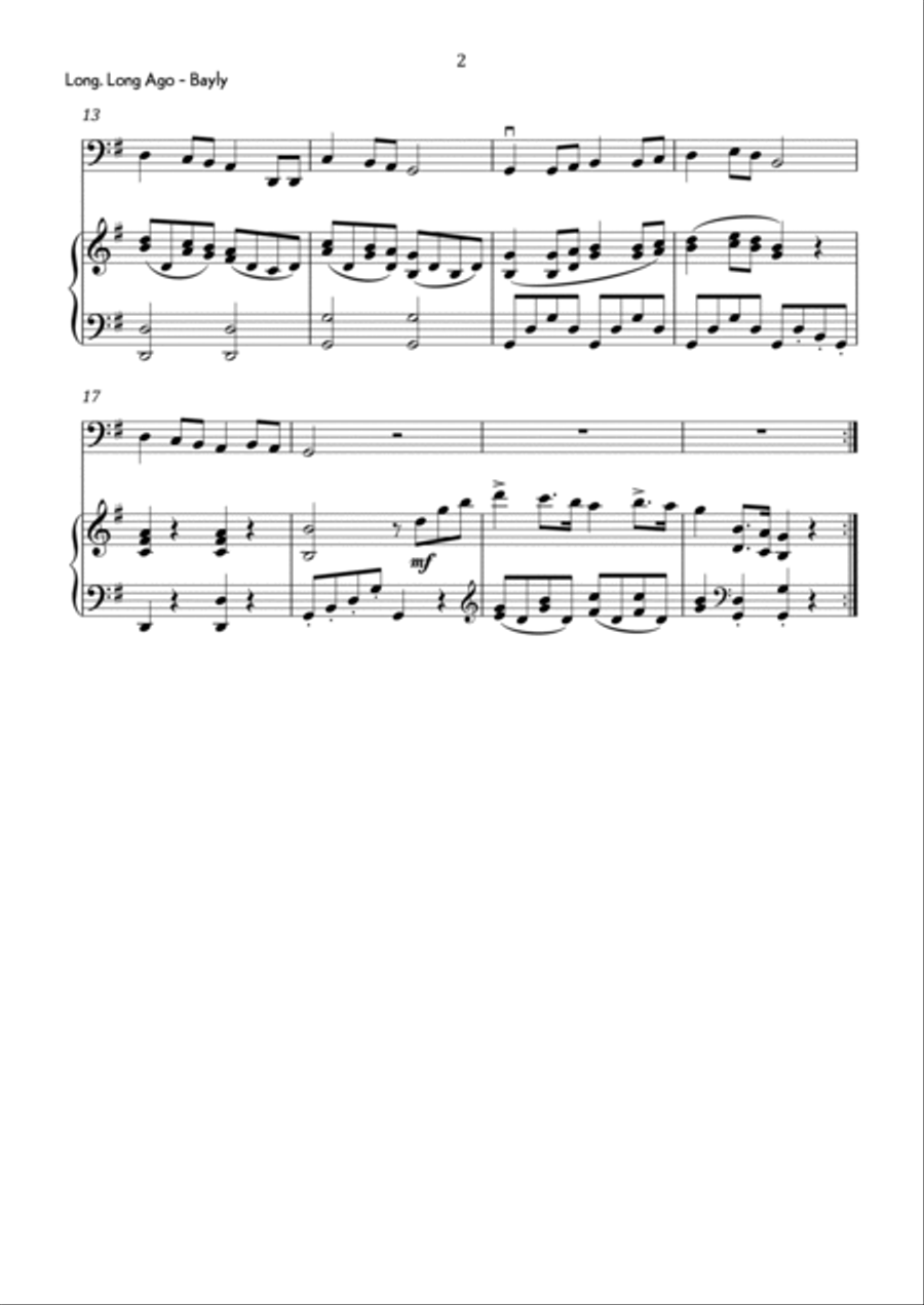 Bayly - Long, Long Ago in G Major - Easy Chamber Music scores gallery preview page 3