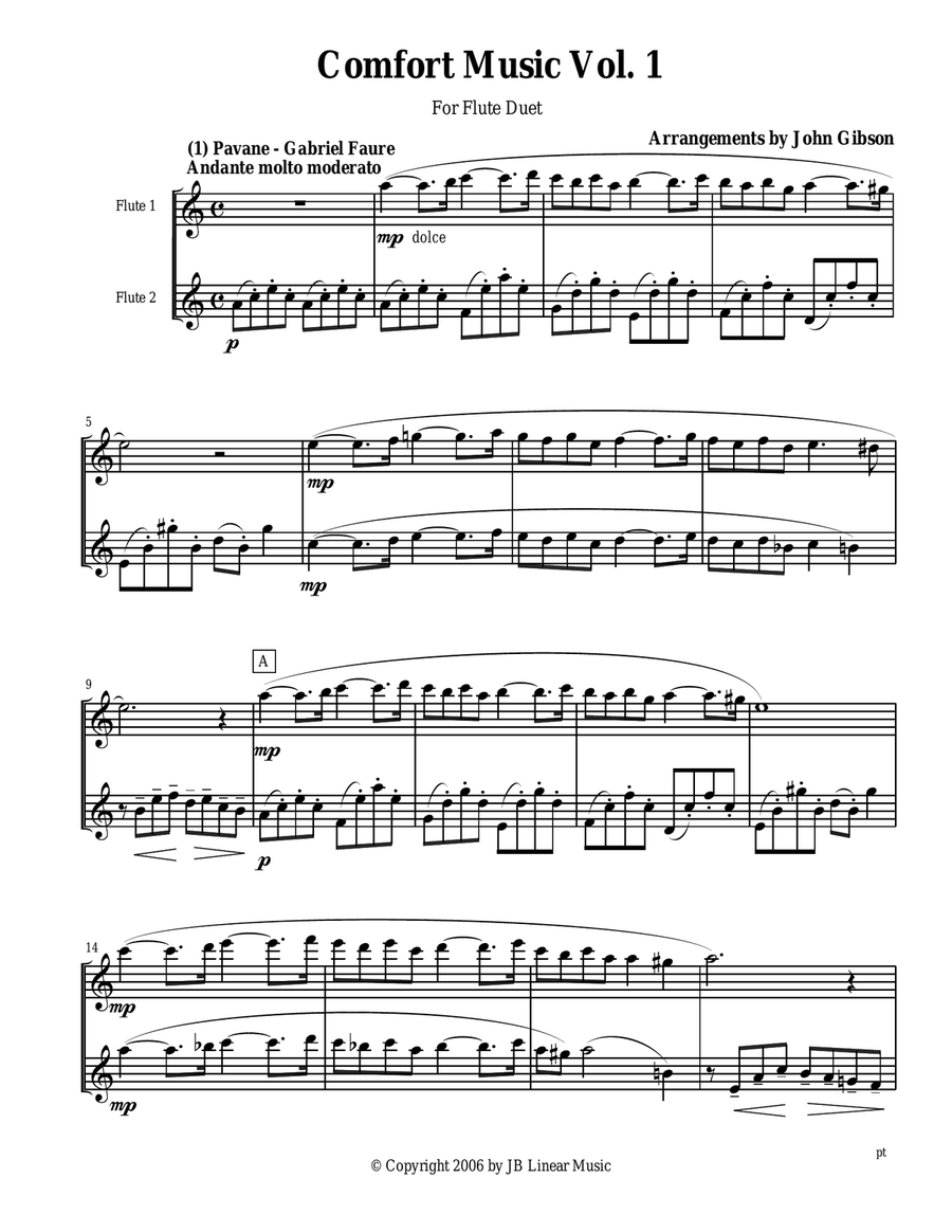 Comfort Music for Flute Duet Flute Duet scores gallery preview page 1