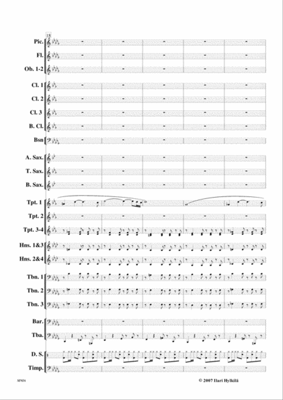 SINIA for concert band and solo trumpet Concert Band scores gallery preview page 4