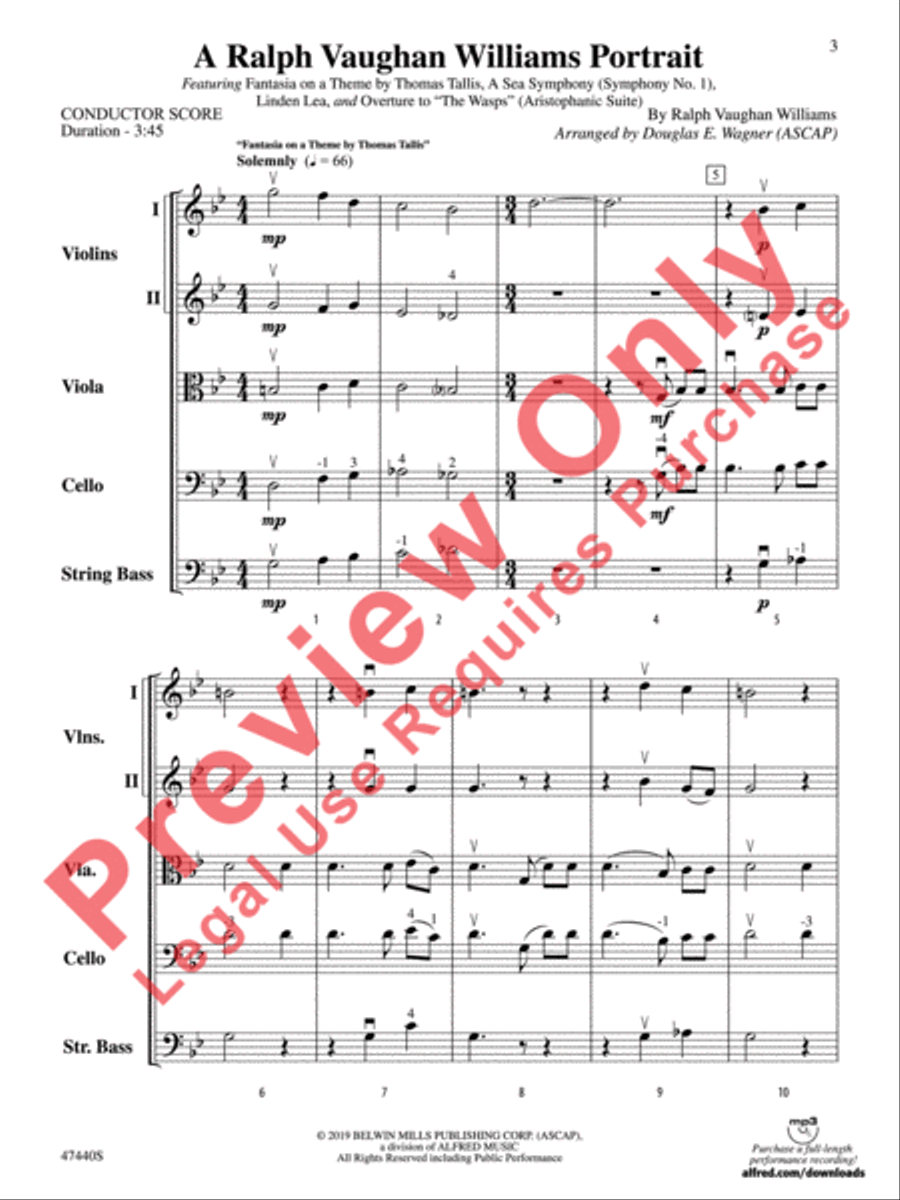 A Ralph Vaughan Williams Portrait String Orchestra scores gallery preview page 4