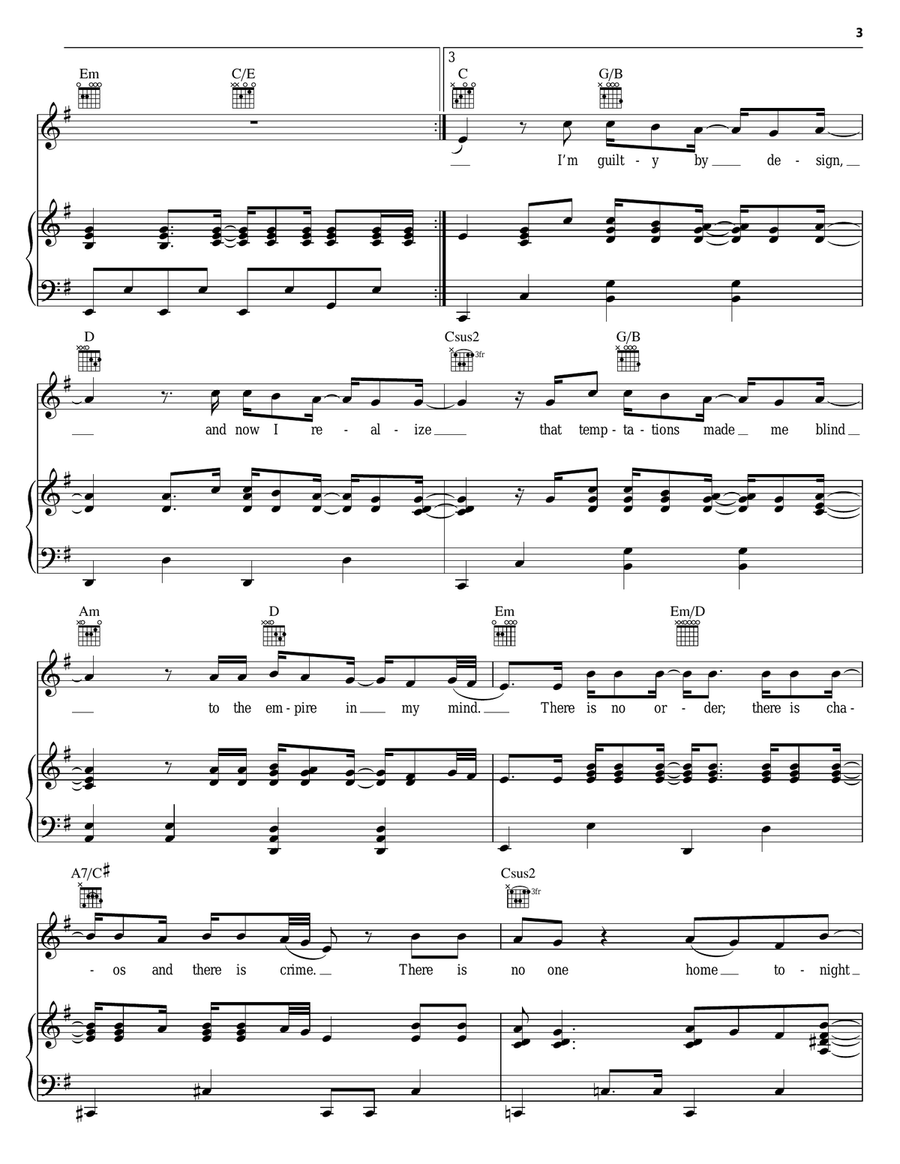 Empire In My Mind Empire In My Mind Piano, Vocal, Guitar scores gallery preview page 3