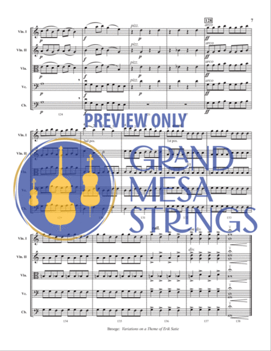 Variations on a Theme of Eric Satie String Orchestra scores gallery preview page 8