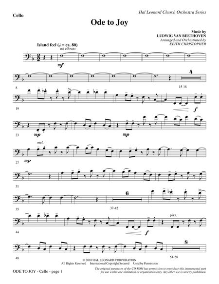 Ode To Joy (Does Not Match SATB 08752035) - Cello