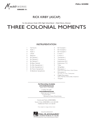 Three Colonial Moments - Conductor Score (Full Score)