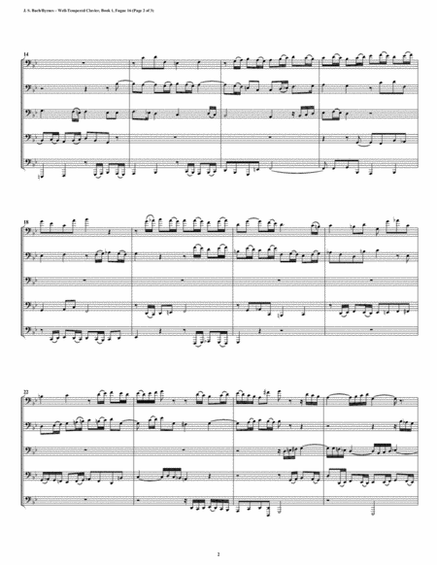 Fugue 16 from Well-Tempered Clavier, Book 1 (Euphonium-Tuba Quintet) image number null