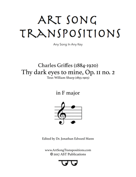 GRIFFES: Thy dark eyes to mine, Op. 11 no. 2 (transposed to F major)