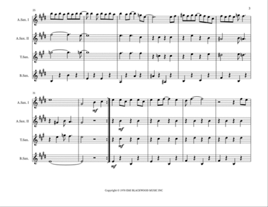 Put Your Hand In The Hand Saxophone Quartet scores gallery preview page 3